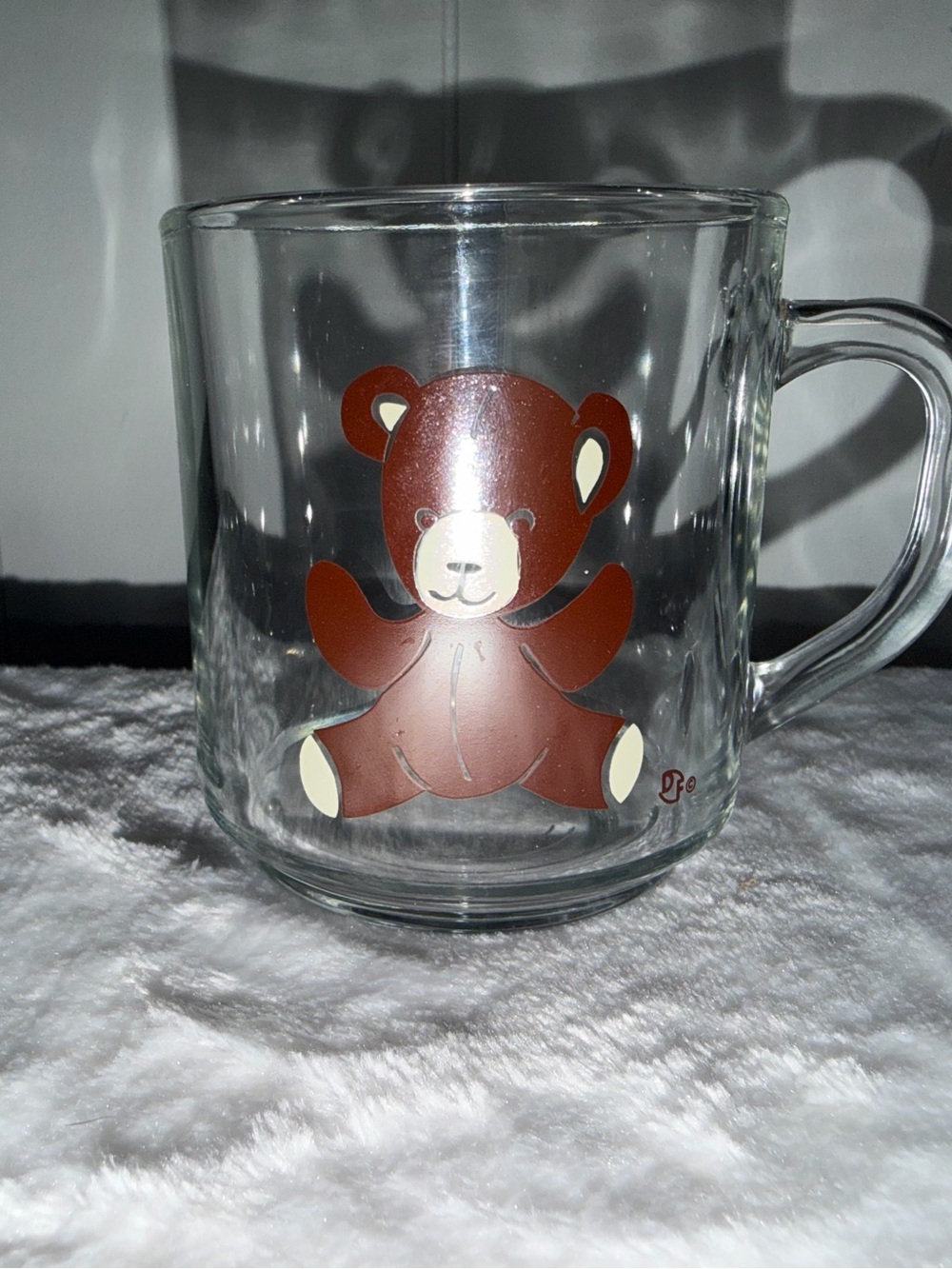 Luminarc Coffee Mug With Printed Brown Teddy Bear in Clear Glass